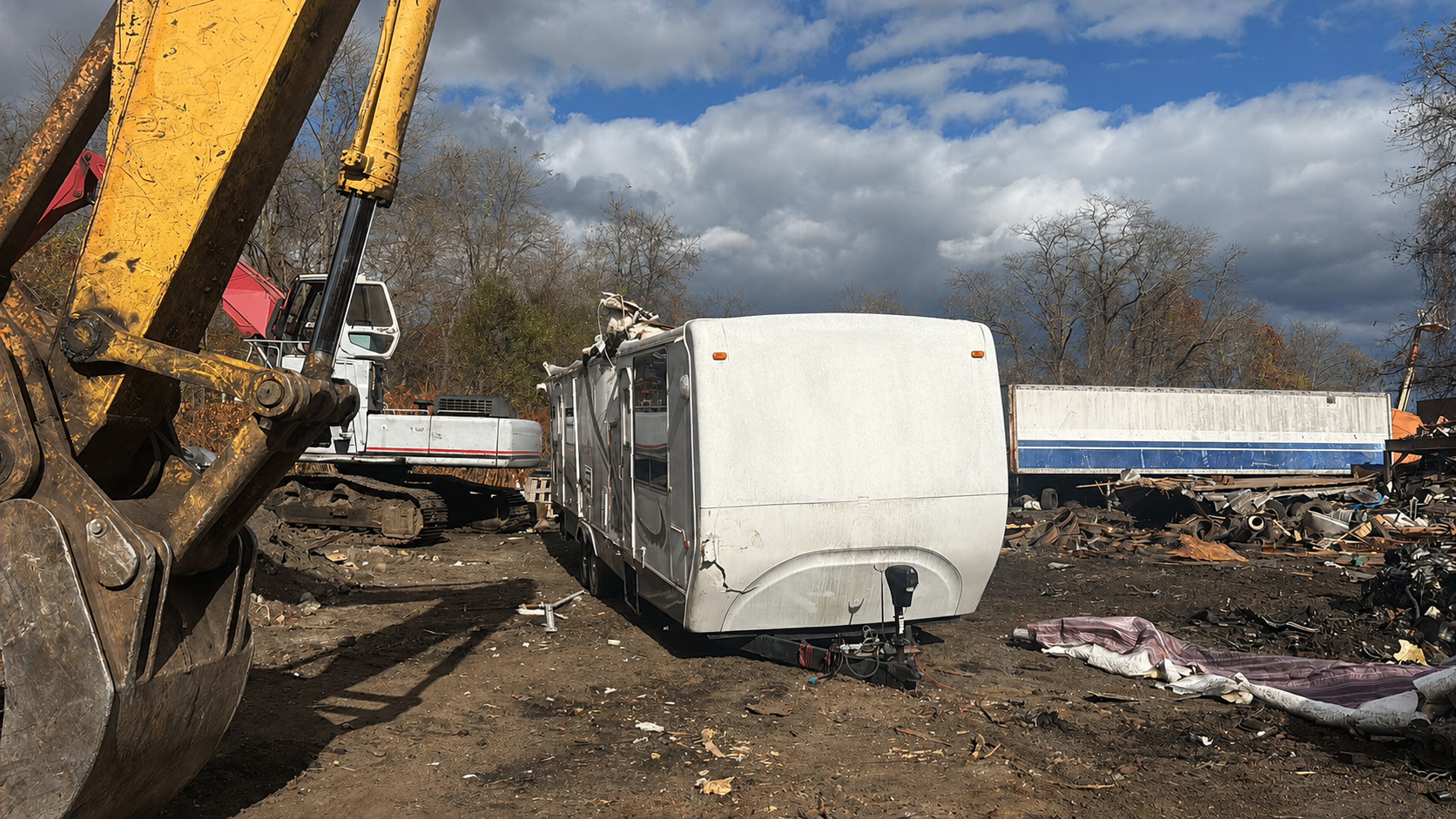 Motor home prepared for dismantling and legal RV disposal