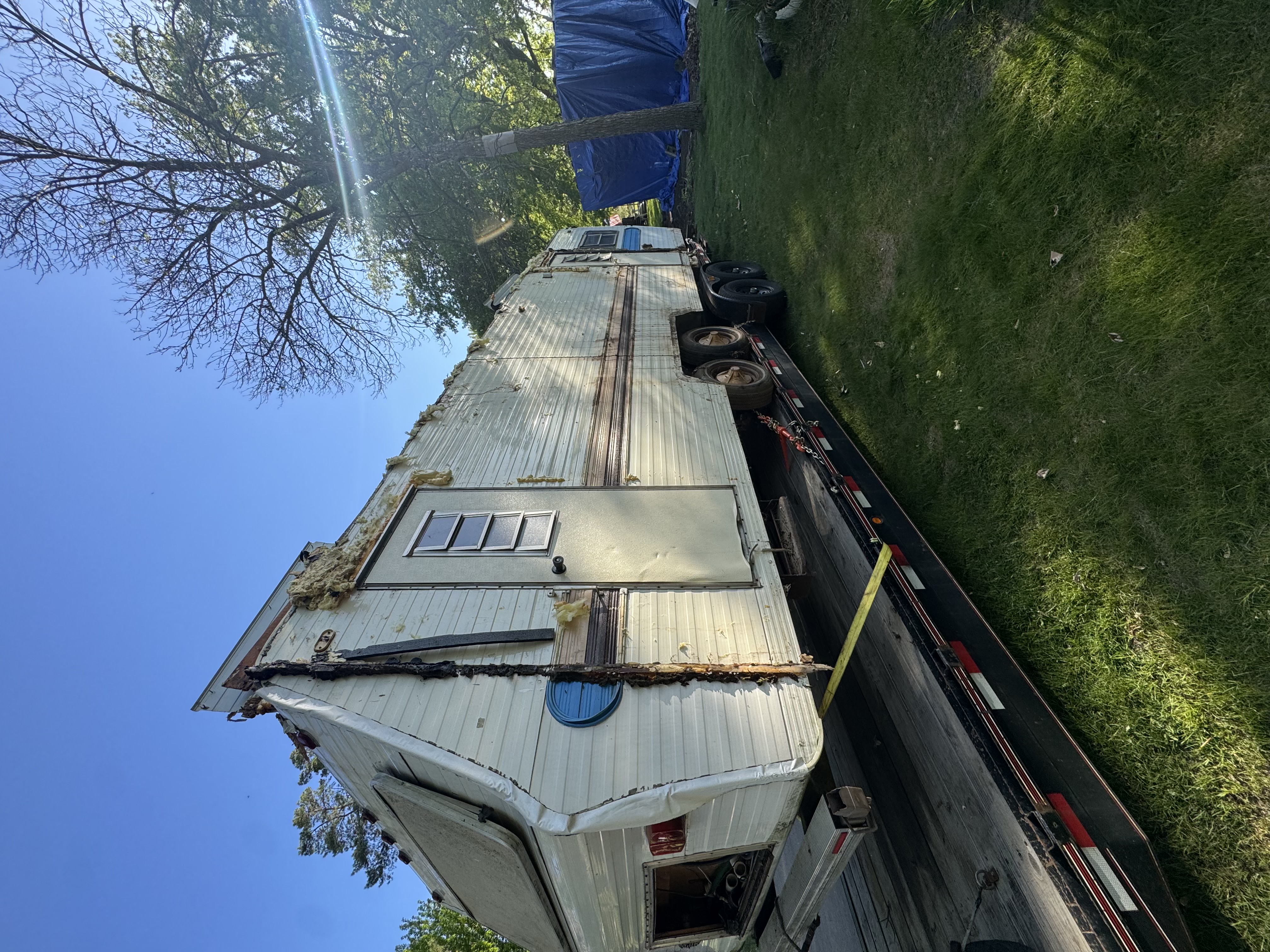 Motor home prepared for dismantling and legal RV disposal
